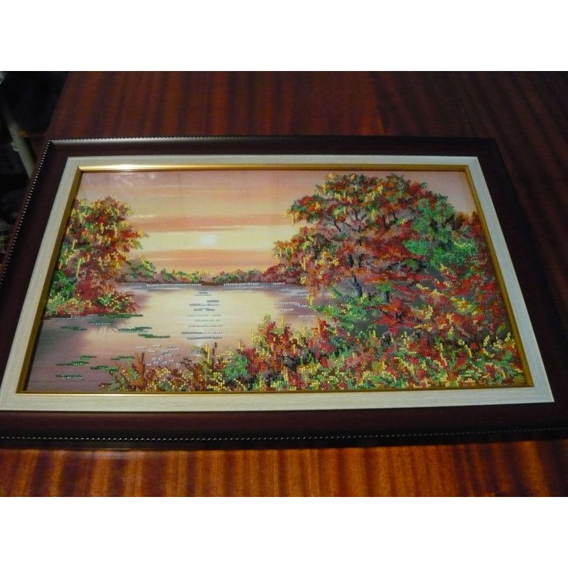 Bead Embroidery Kit on Art Canvas "Quiet Sunset"