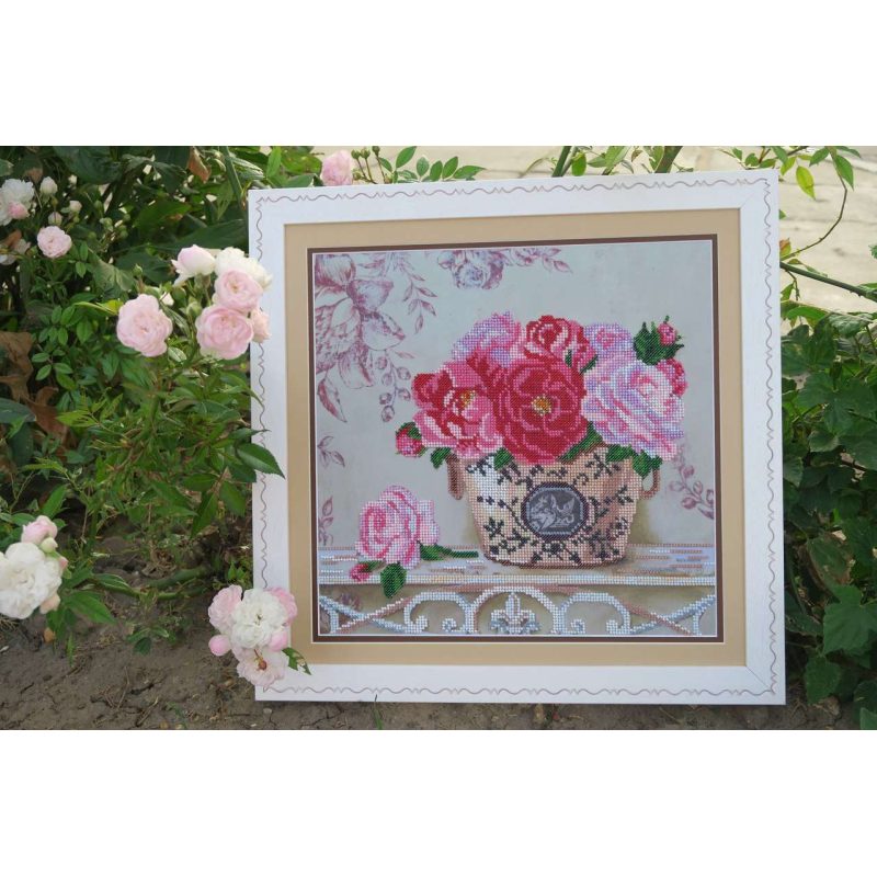 Bead Embroidery Pattern on Art Canvas "Flowers of Paris"