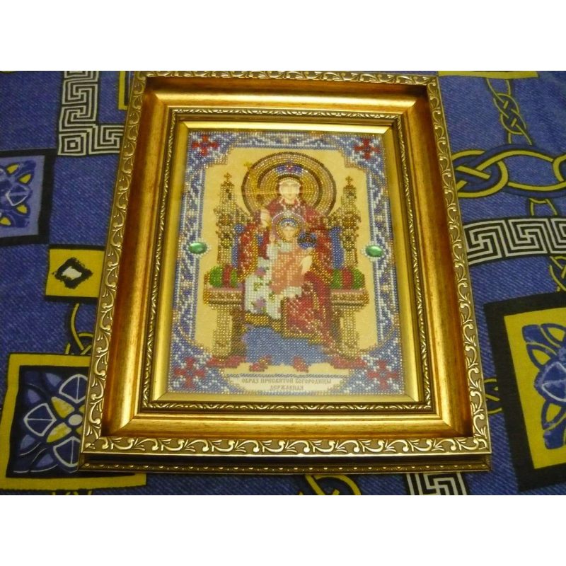 Схема для вишивання бісером на натуральному художньому холсті Ікона "Богородиця «Державна»"