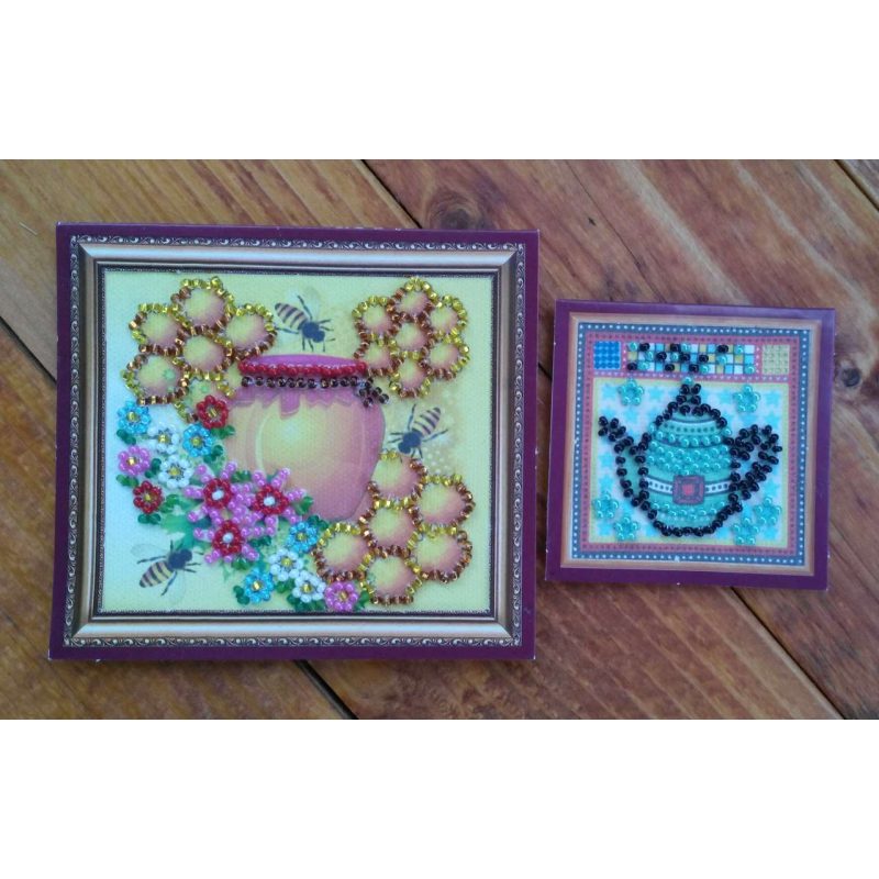 Mini Bead Embroidery Magnet Kit "Turquois kettle"