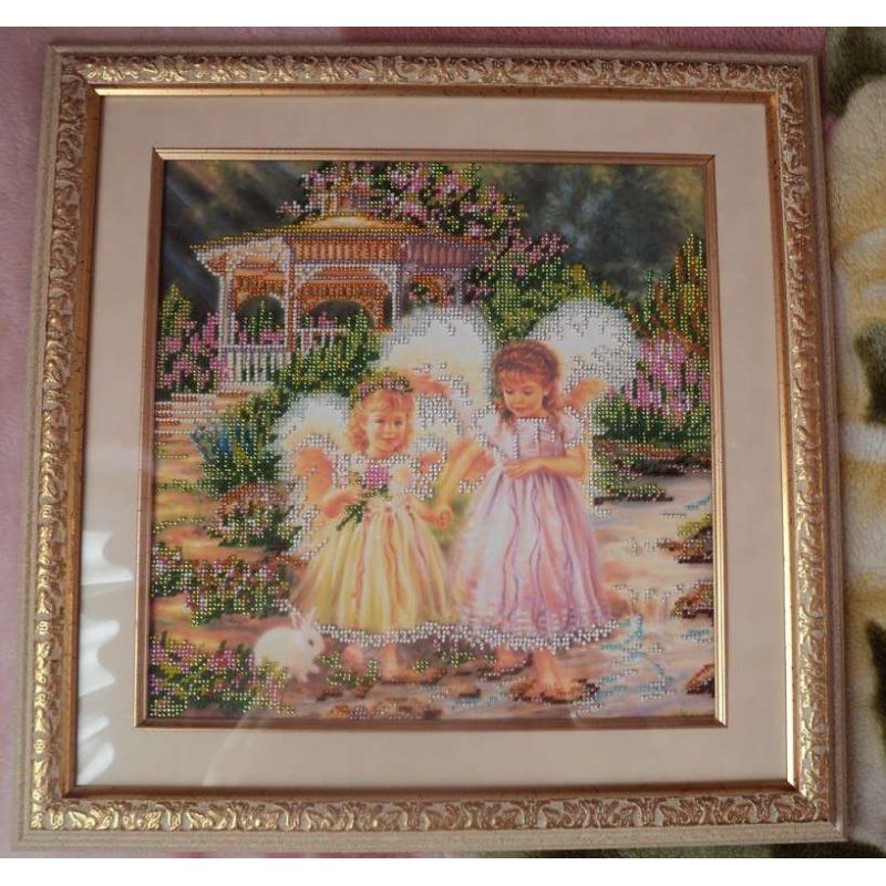Bead Embroidery Pattern on Art Canvas "Little Sisters"