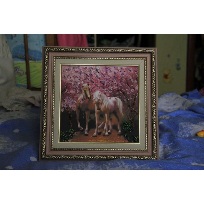 Bead Embroidery Pattern on Art Canvas "Horses In Love"