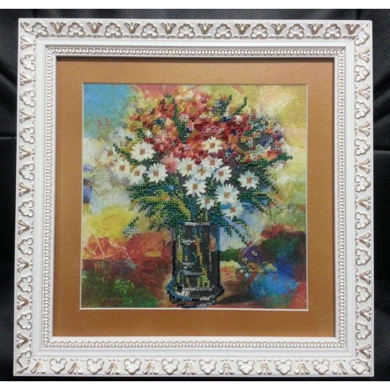 Bead Embroidery Pattern on Art Canvas "Floral Cocktail"