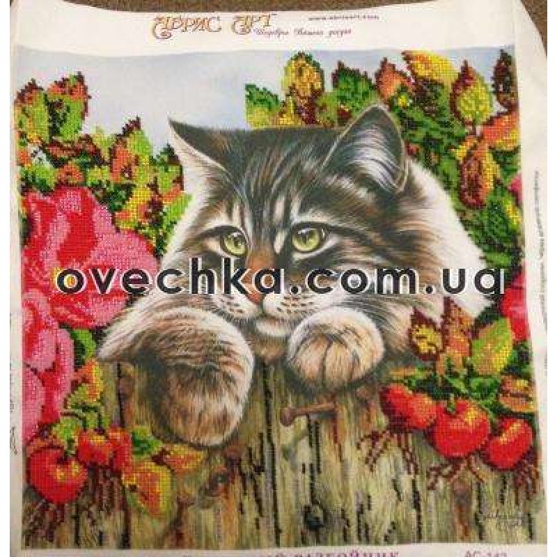 Bead Embroidery Pattern on Art Canvas "Fluffy Robber"
