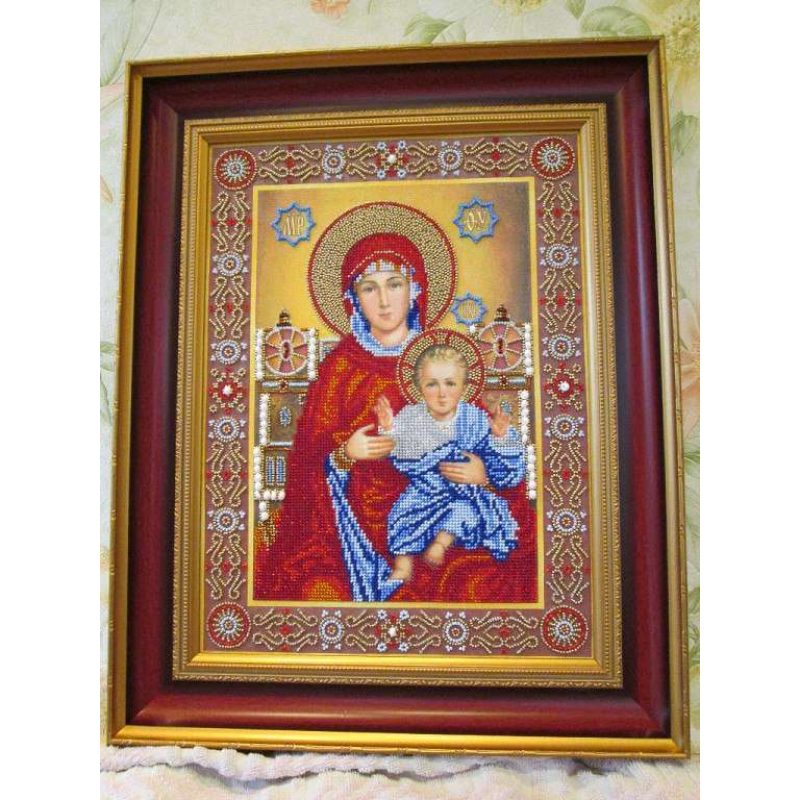 Bead Embroidery Kit on Art Canvas "Wedding Icon – The Holy Mother of God"