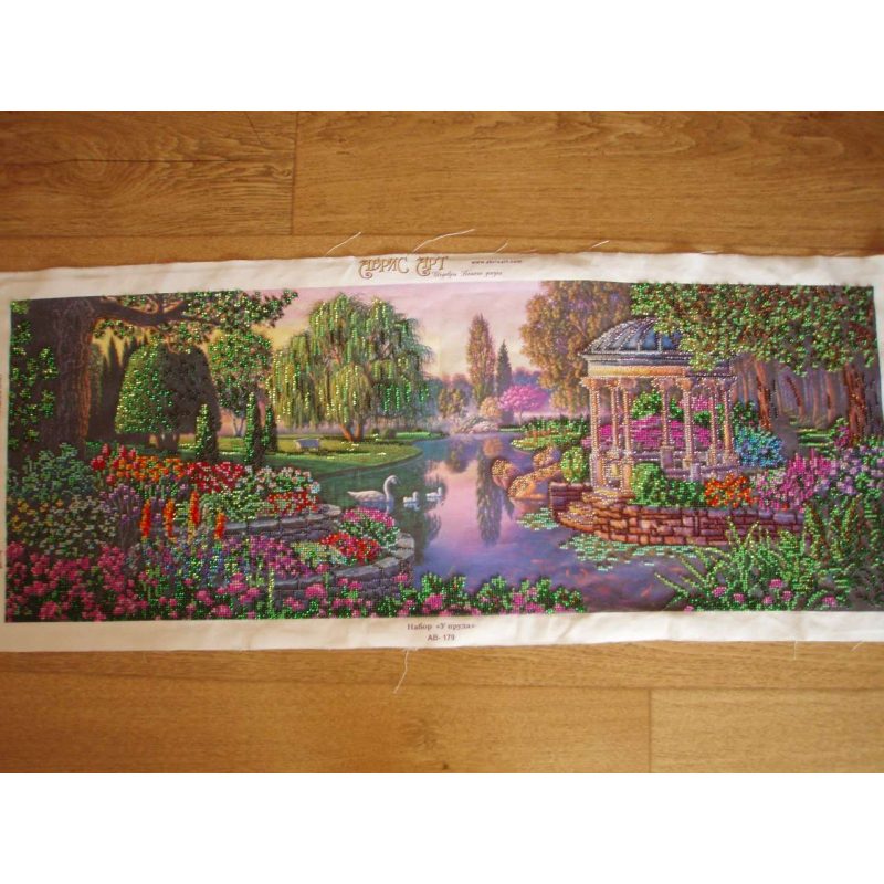 Bead Embroidery Kit on Art Canvas "By the pond"