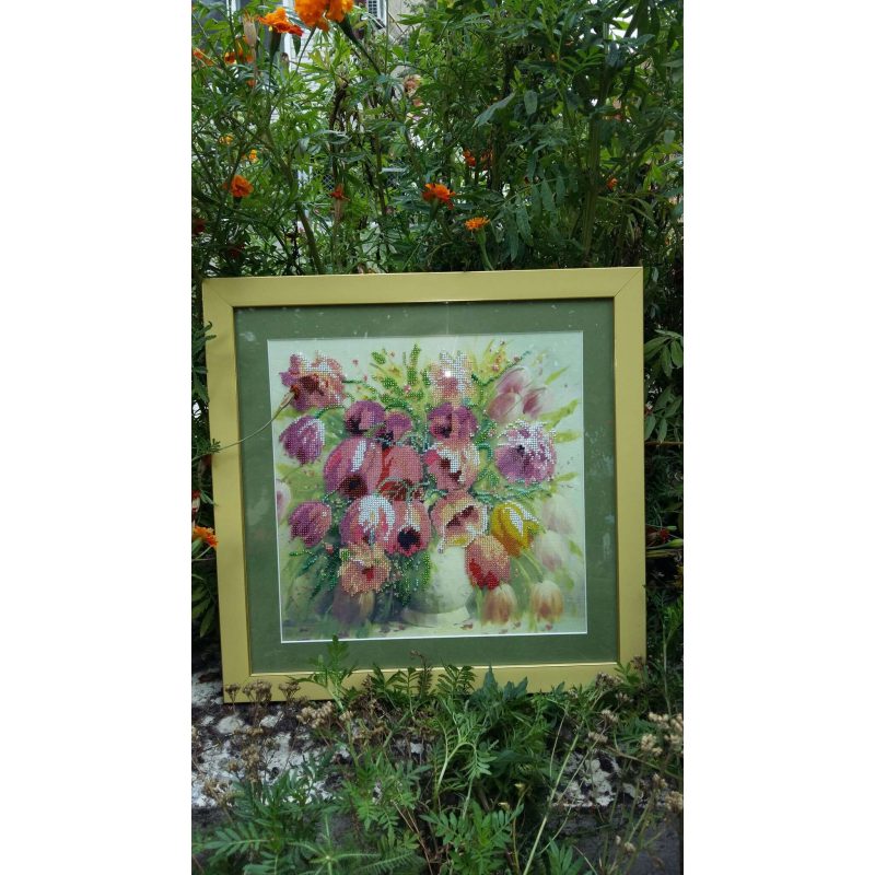 Bead Embroidery Pattern on Art Canvas "Little bit of Summer"