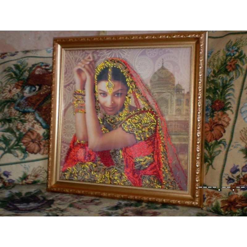 Bead Embroidery Pattern on Art Canvas "Flowers of India"
