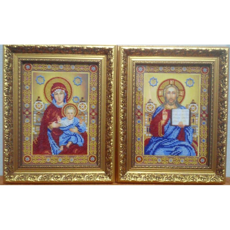 Icon Bead Embroidery Pattern on Art Canvas "Wedding Icon – The Holy Mother of God"