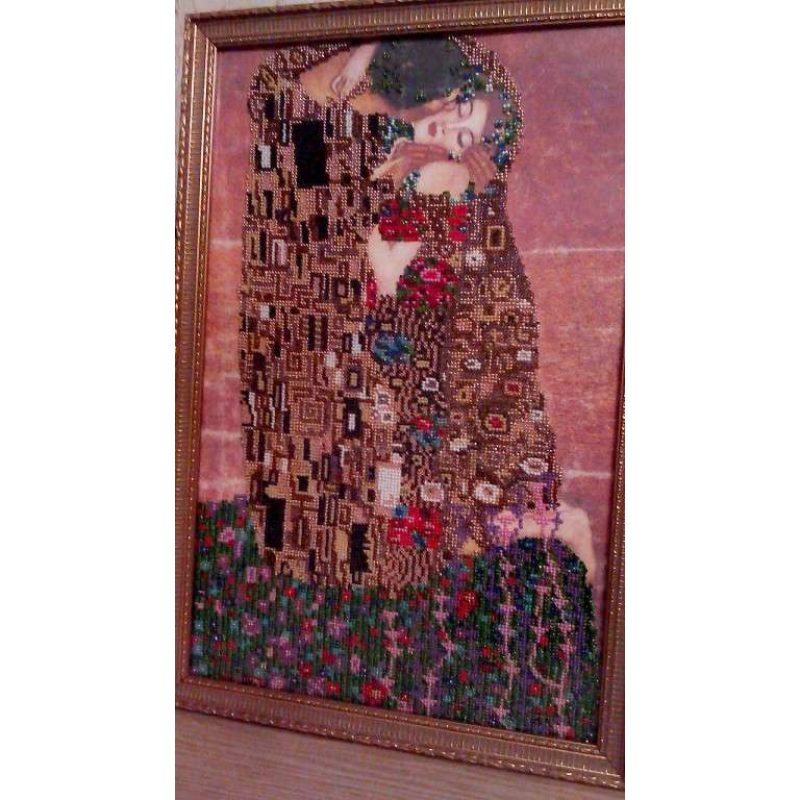 Bead Embroidery Kit on Art Canvas "The kiss"