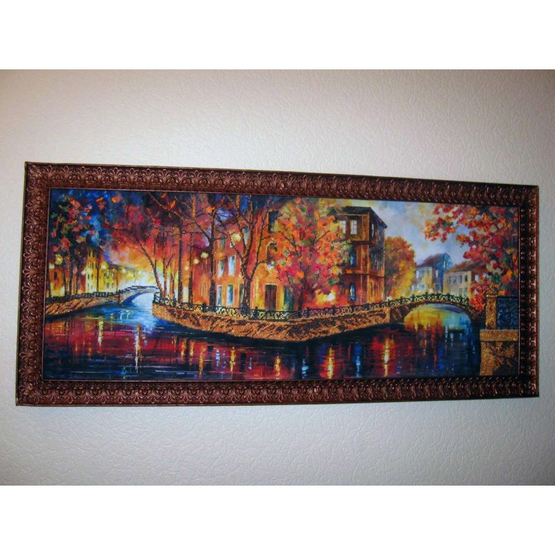 Bead Embroidery Kit on Art Canvas "Gold reflections"