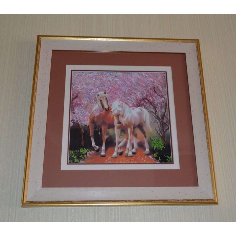 Bead Embroidery Pattern on Art Canvas "Horses In Love"