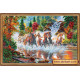 Bead Embroidery Kit on Art Canvas "Seven horses"