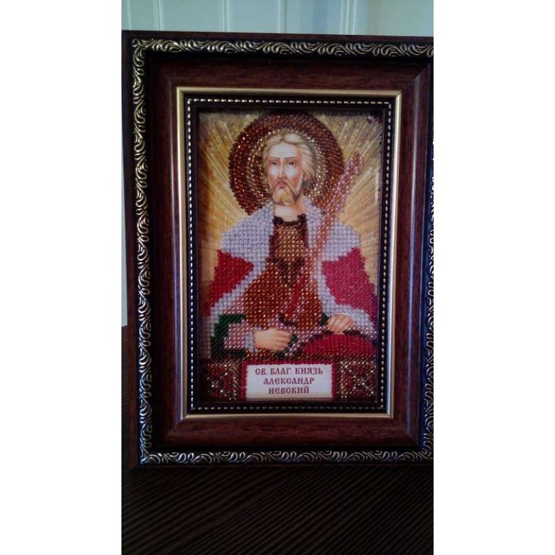 Mini Icon Bead Embroidery Kit on Art Canvas "St. Alexander"