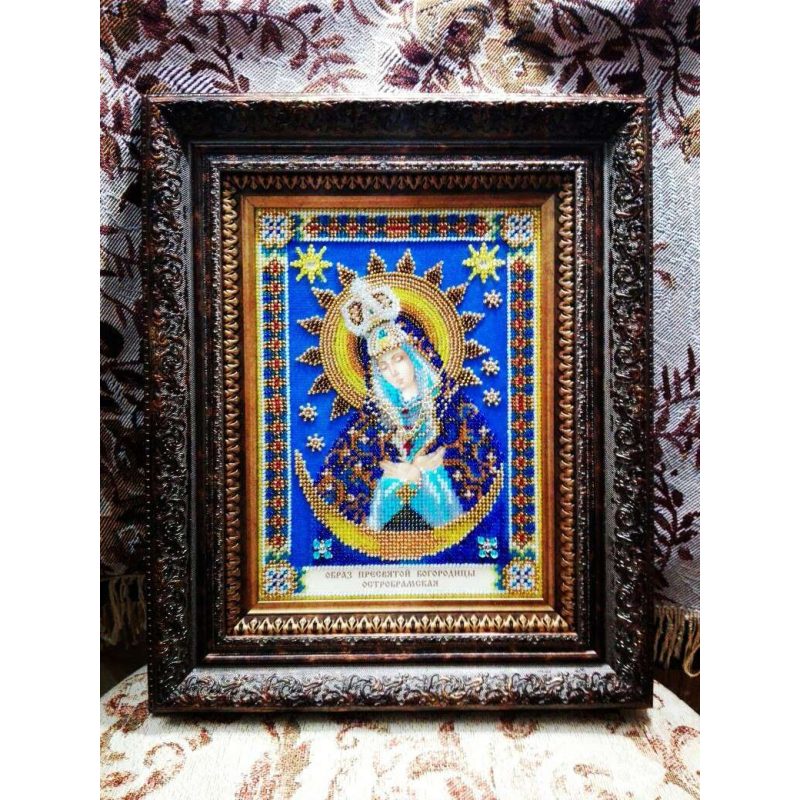 Icon Bead Embroidery Pattern on Art Canvas "Icon of the Mother of God «Ostrobramskaya»"