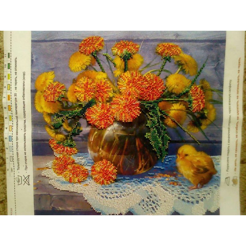Bead Embroidery Pattern on Art Canvas "Golden Wonder"