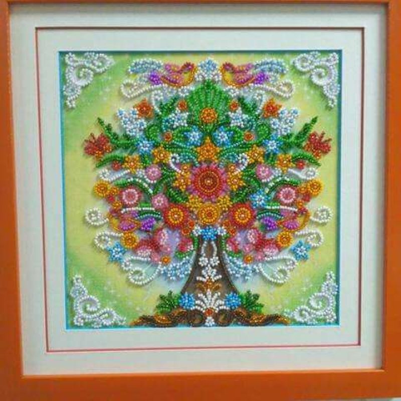 Bead Embroidery Pattern on Art Canvas "Fairy tree"