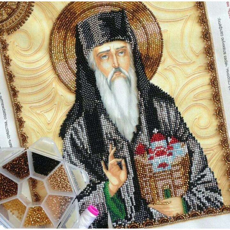 Icon Bead Embroidery Kit on Art Canvas "St. Denis"