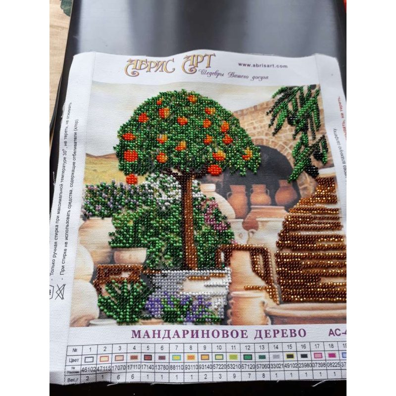 Bead Embroidery Pattern on Art Canvas "Mandarin Tree"