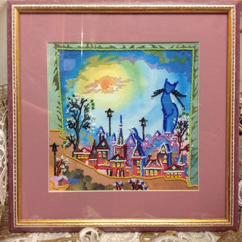 Bead Embroidery Pattern on Art Canvas "The Keeper of Dreams"