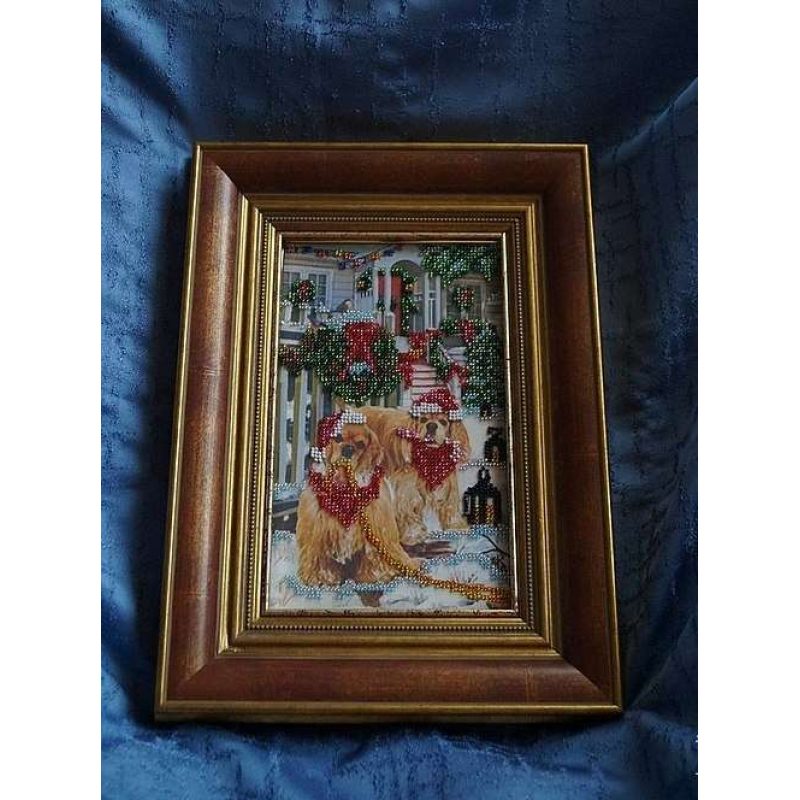 Bead Embroidery Kit on Art Canvas "Christmas Morning"