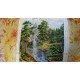 Bead Embroidery Kit on Art Canvas "Mountain waterfall"