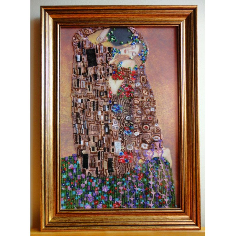 Bead Embroidery Kit on Art Canvas "The kiss"