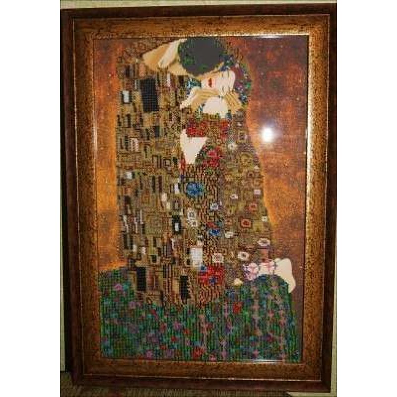 Bead Embroidery Kit on Art Canvas "The kiss"