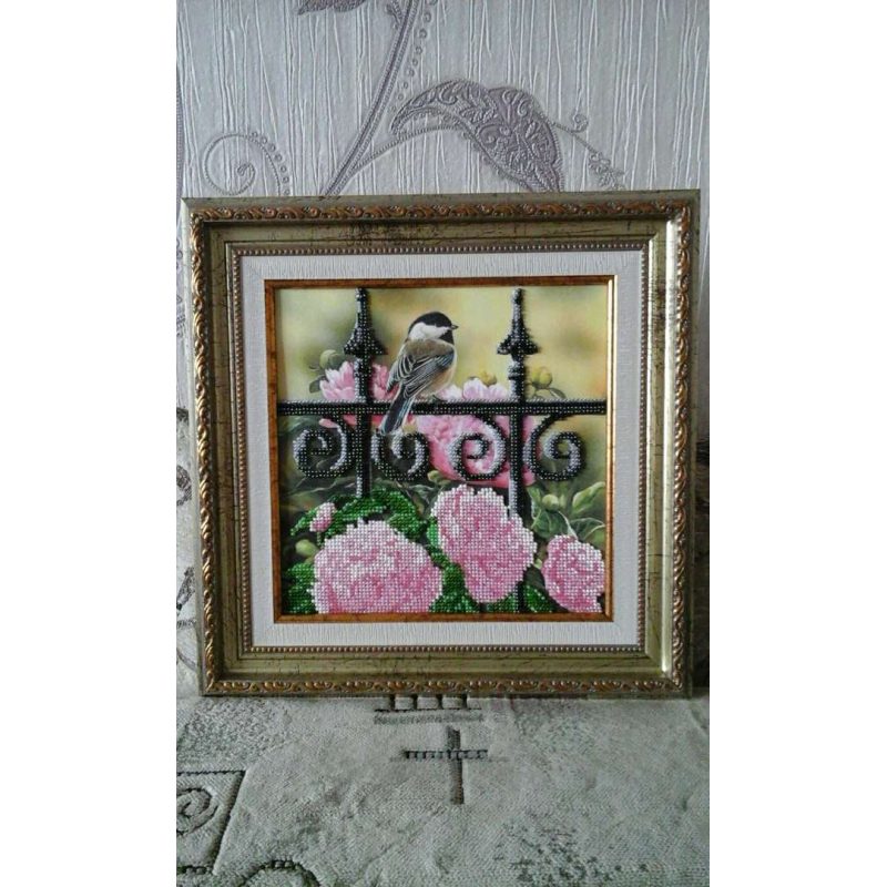 Bead Embroidery Pattern on Art Canvas "Titmouse"