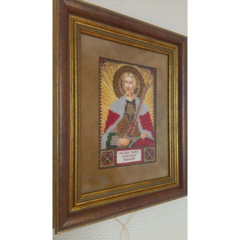 Mini Icon Bead Embroidery Kit on Art Canvas "St. Alexander"