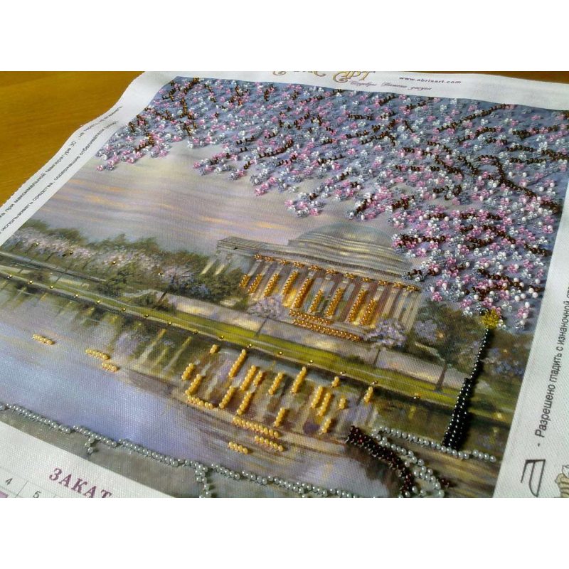 Bead Embroidery Pattern on Art Canvas "Sunset"