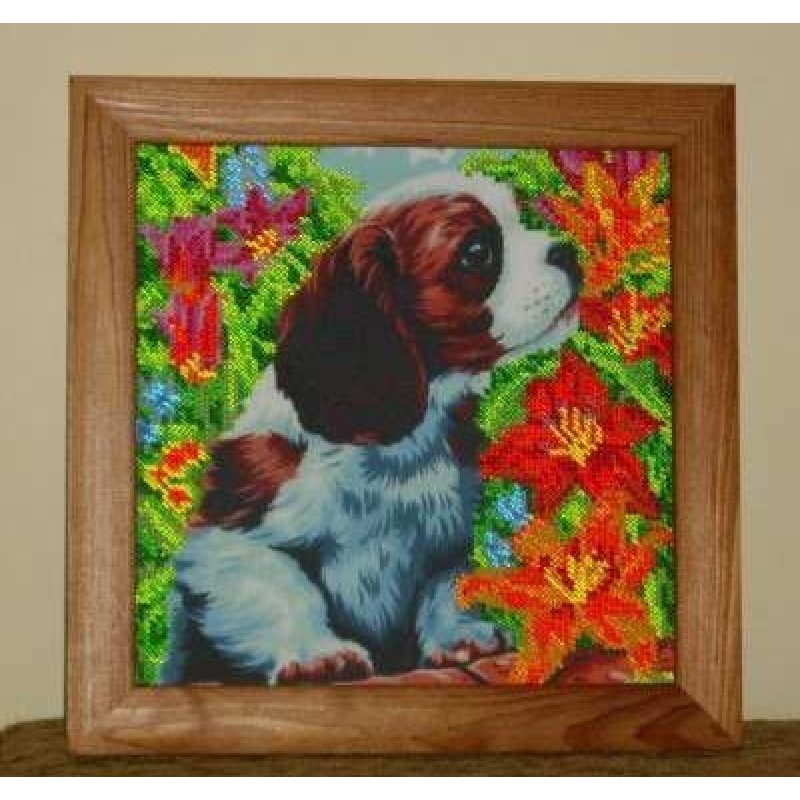 Bead Embroidery Pattern on Art Canvas "Puppy"