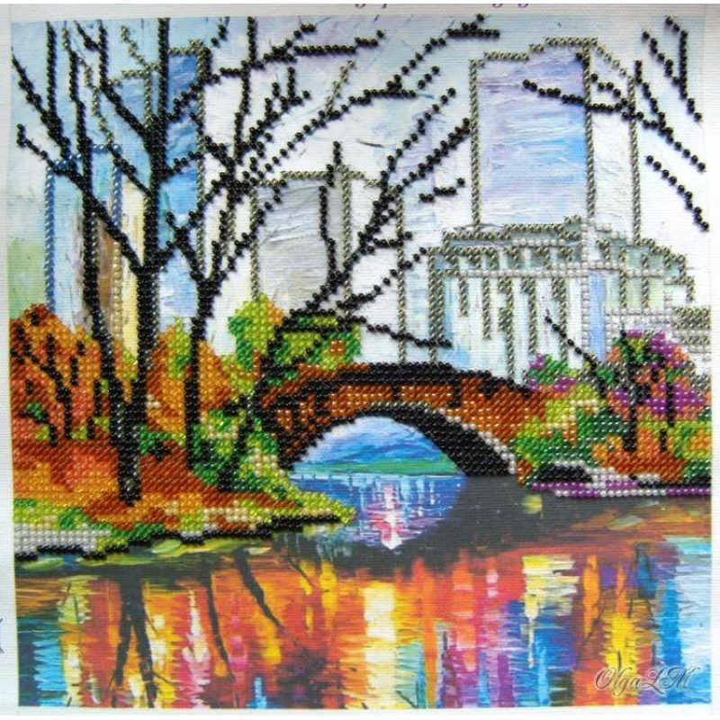 Bead Embroidery Pattern on Art Canvas "Reflection"