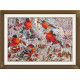 Bead Embroidery Kit on Art Canvas "Bullfinches"