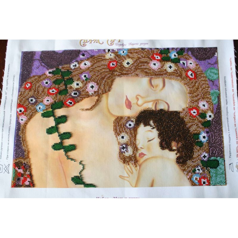 Bead Embroidery Kit on Art Canvas "Mother and Child"