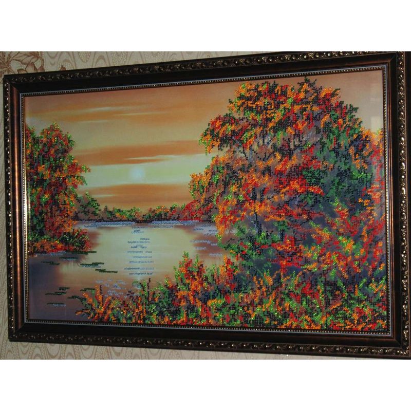 Bead Embroidery Kit on Art Canvas "Quiet Sunset"