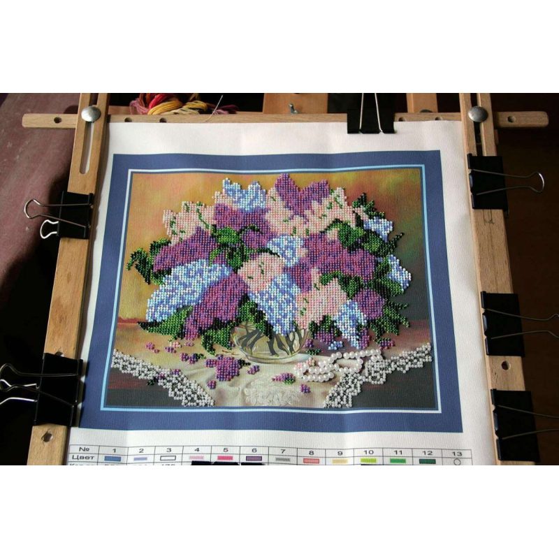 Bead Embroidery Kit on Art Canvas "Lilacs"