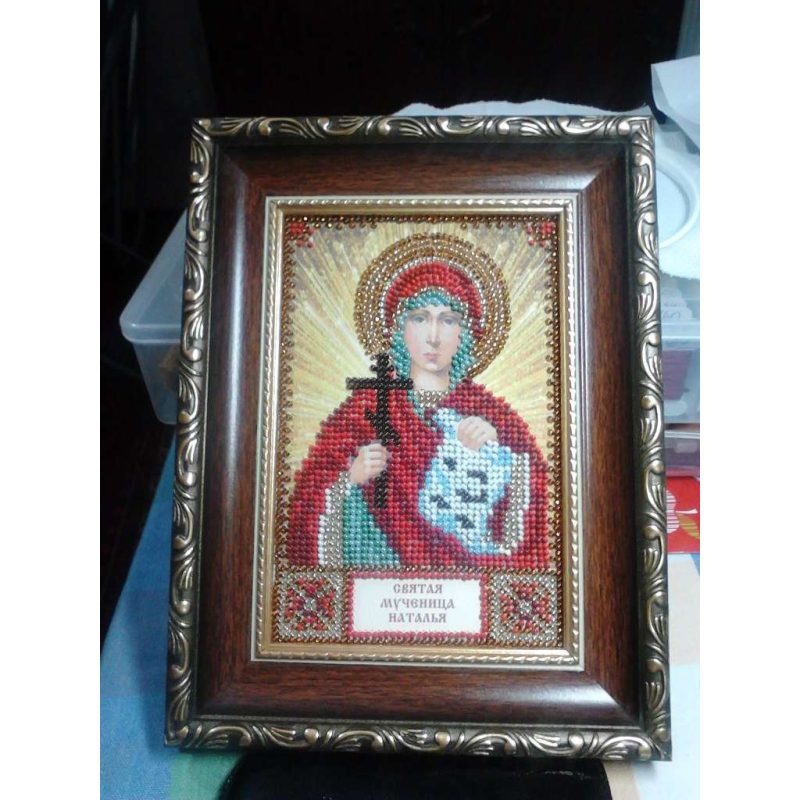 Mini Icon Bead Embroidery Kit on Art Canvas "St. Natalia"