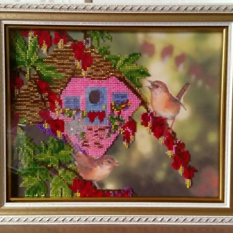 Bead Embroidery Kit on Art Canvas "In the garden – 2"