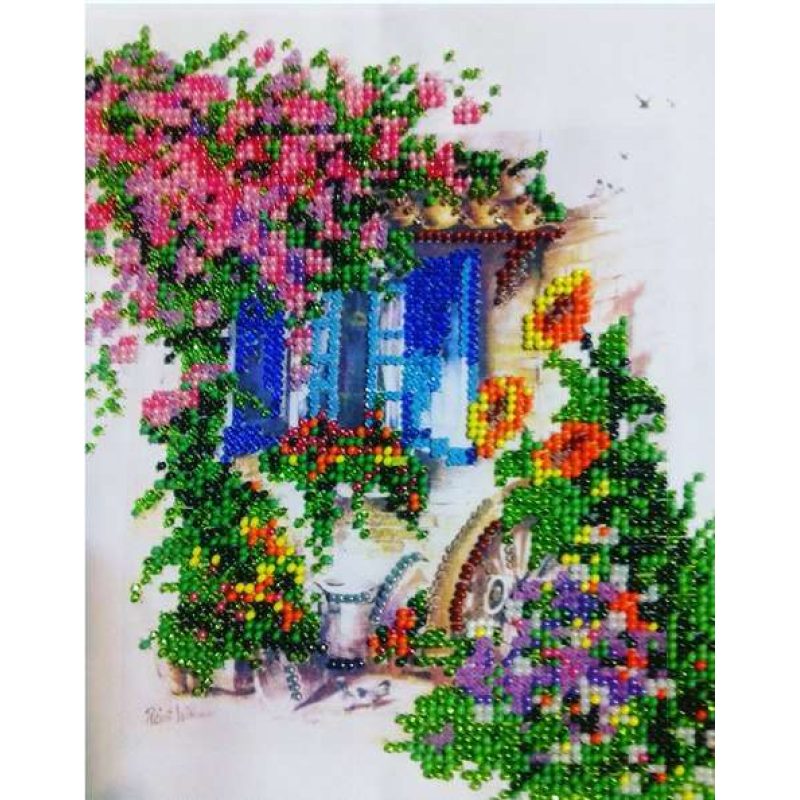 Bead Embroidery Pattern on Art Canvas "Pink Cloud"