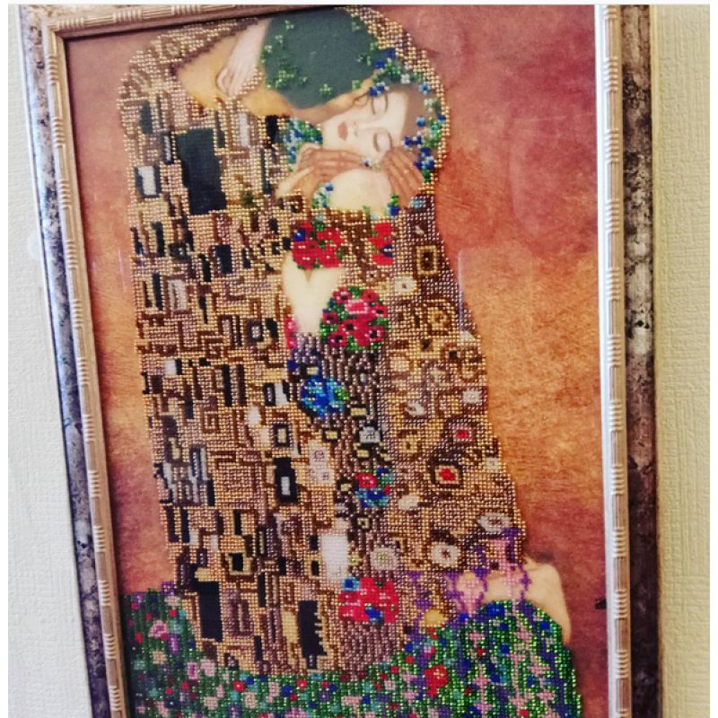 Bead Embroidery Kit on Art Canvas "The kiss"
