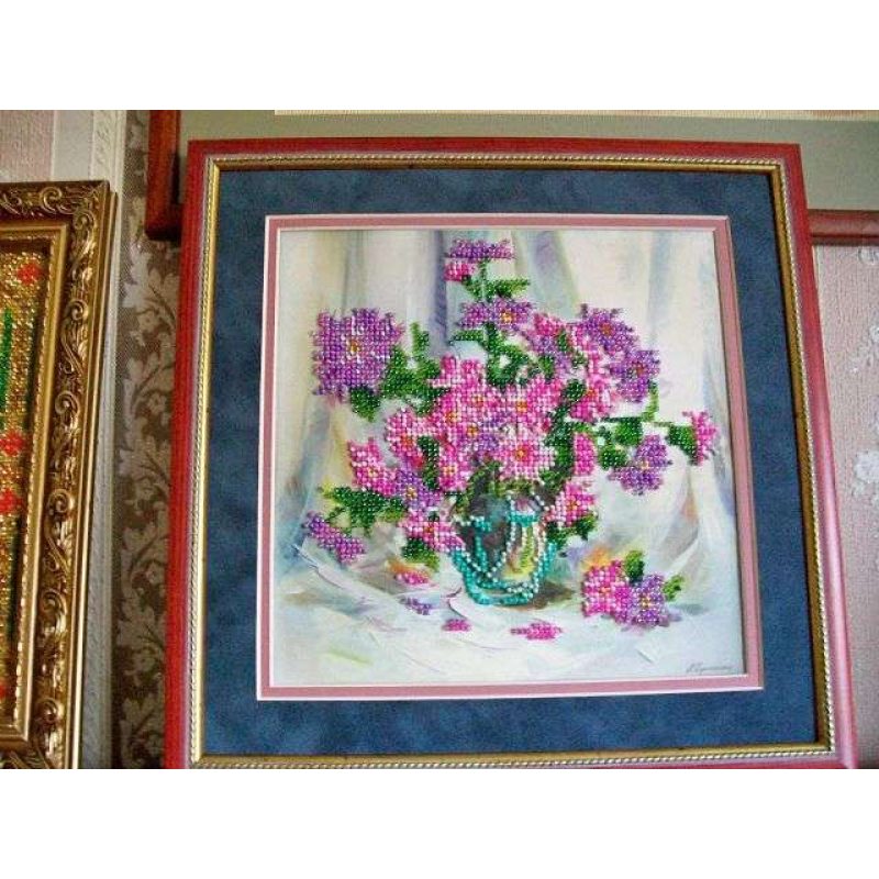 Bead Embroidery Pattern on Art Canvas "Chrysanthemums"