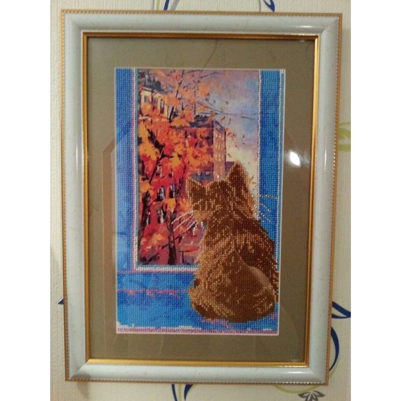 Bead Embroidery Pattern on Art Canvas "The Bright Sadness"