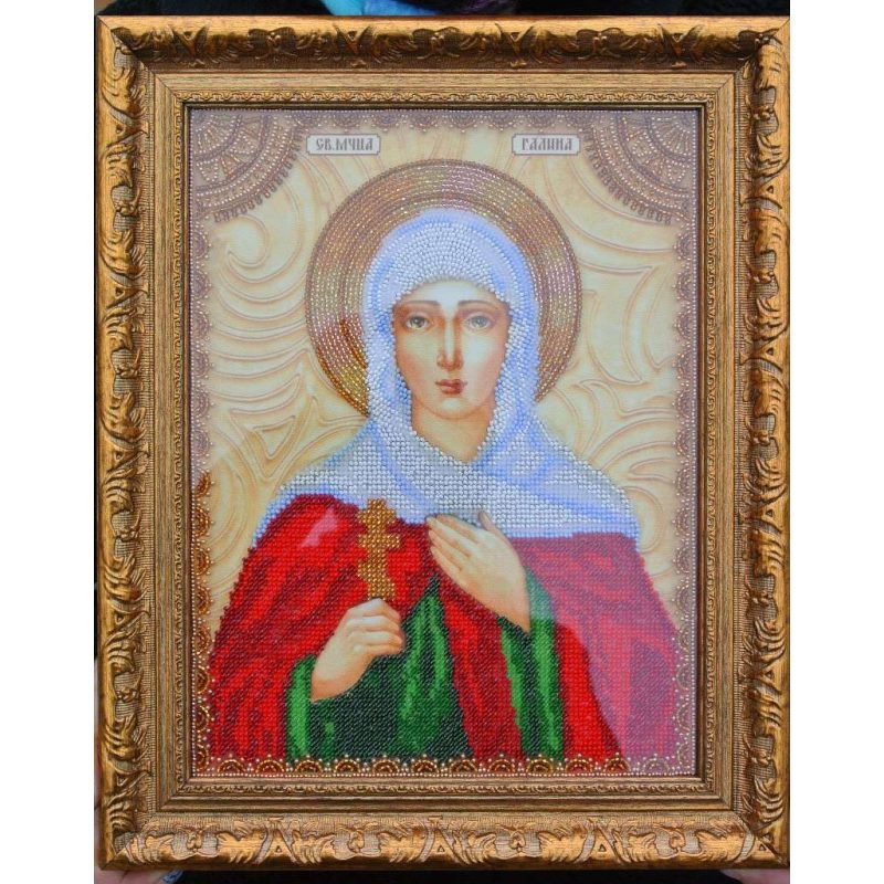 Icon Bead Embroidery Kit on Art Canvas "St. Galina"