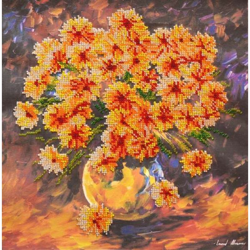 Bead Embroidery Pattern on Art Canvas "Breath of Autumn"