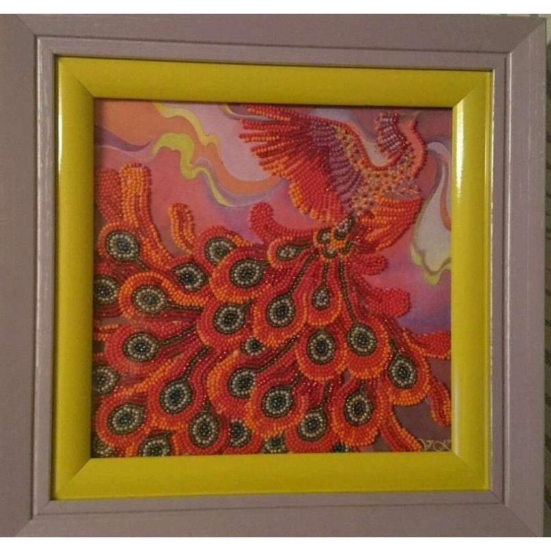 Bead Embroidery Pattern on Art Canvas "Firebird"
