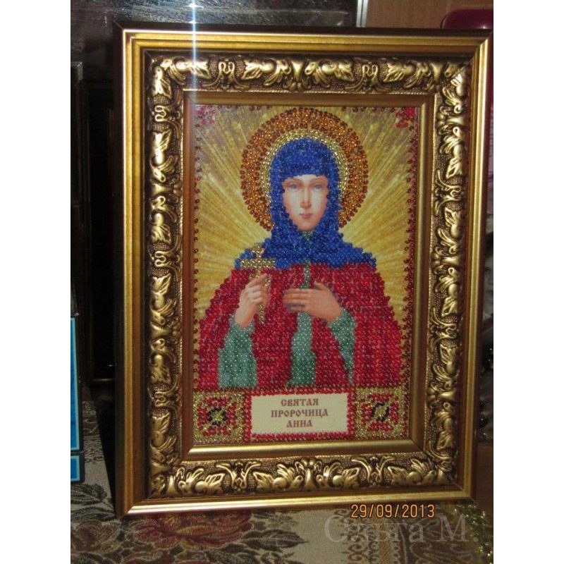 Mini Icon Bead Embroidery Kit on Art Canvas "St. Anna"