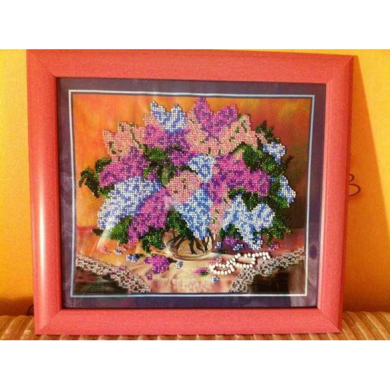Bead Embroidery Kit on Art Canvas "Lilacs"