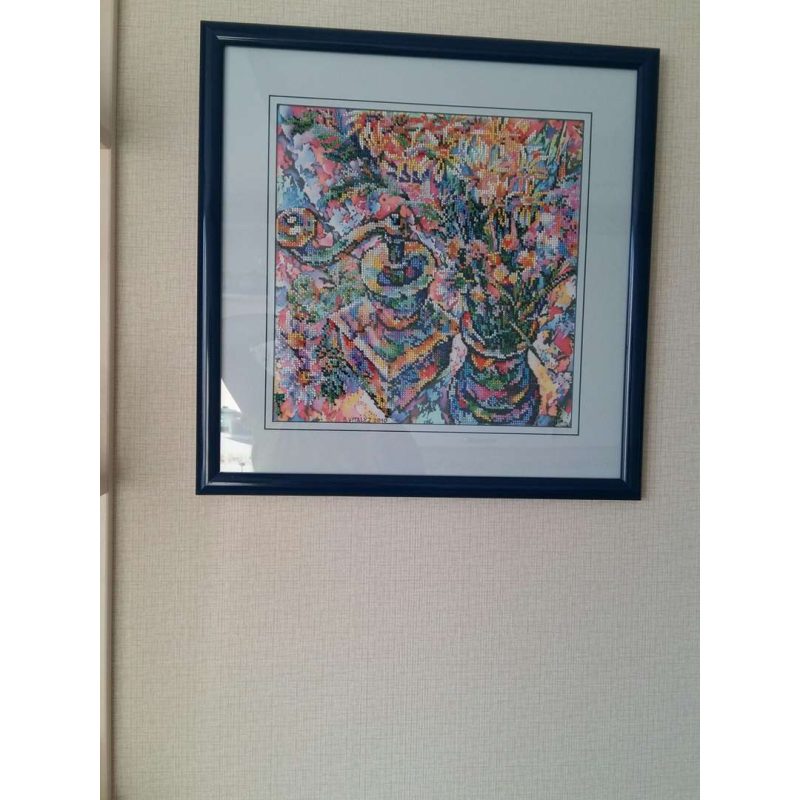 Bead Embroidery Pattern on Art Canvas "Сamomiles and coffee"