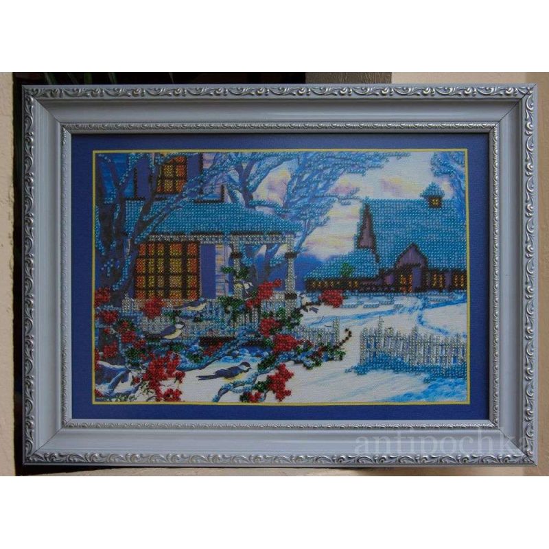 Bead Embroidery Kit on Art Canvas "Winter evening"